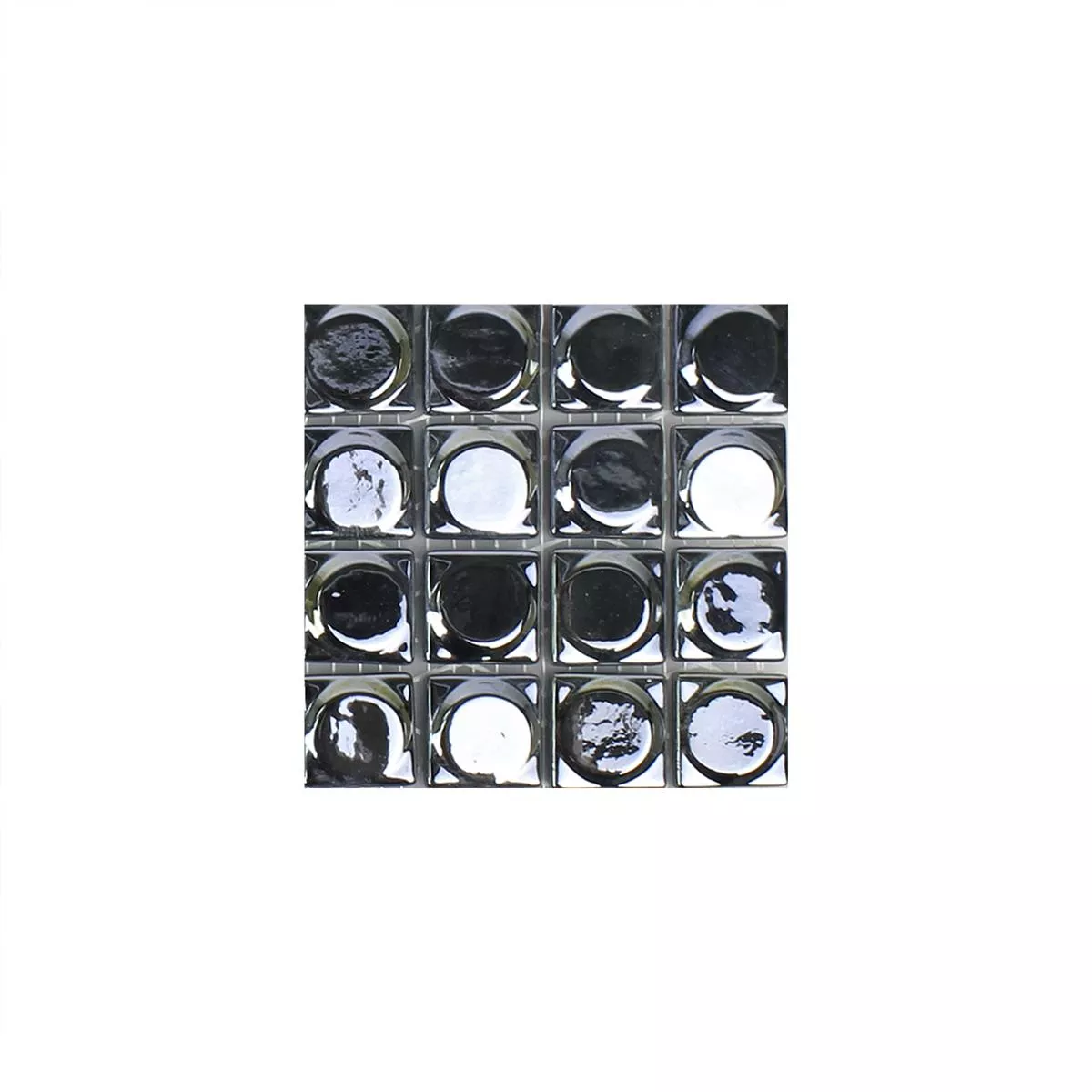 Vzorek Skleněná Mozaika Dlaždice Accra Černá 3D Zaoblený