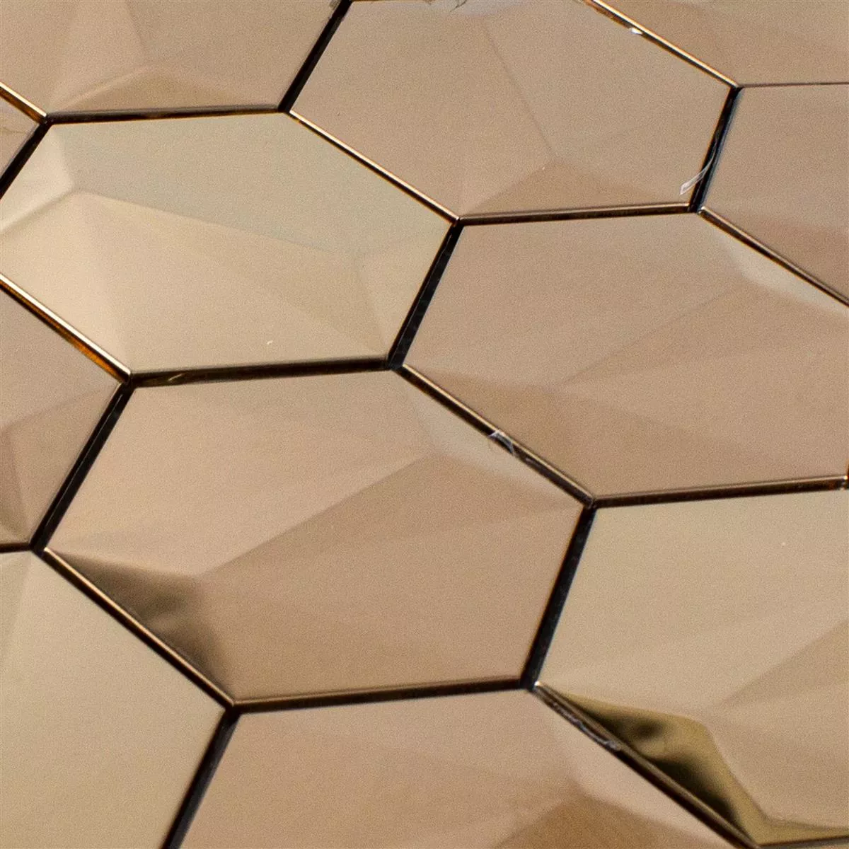 Vzorek Nerezová Ocel Mozaiková Dlaždice Durango Šestiúhelník 3D Měď