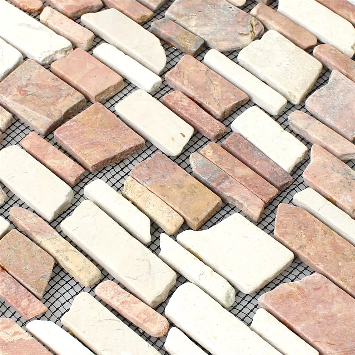 Vzorek Mozaiková Dlaždice Mramor Přírodní Kámen Brick Biancone Rosso