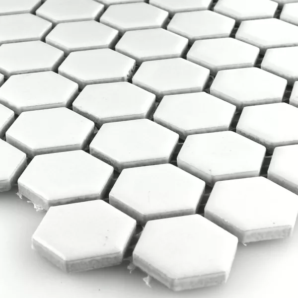 Mozaiková Dlaždice Keramika Šestiúhelník Bílá Matný 23x23x4mm