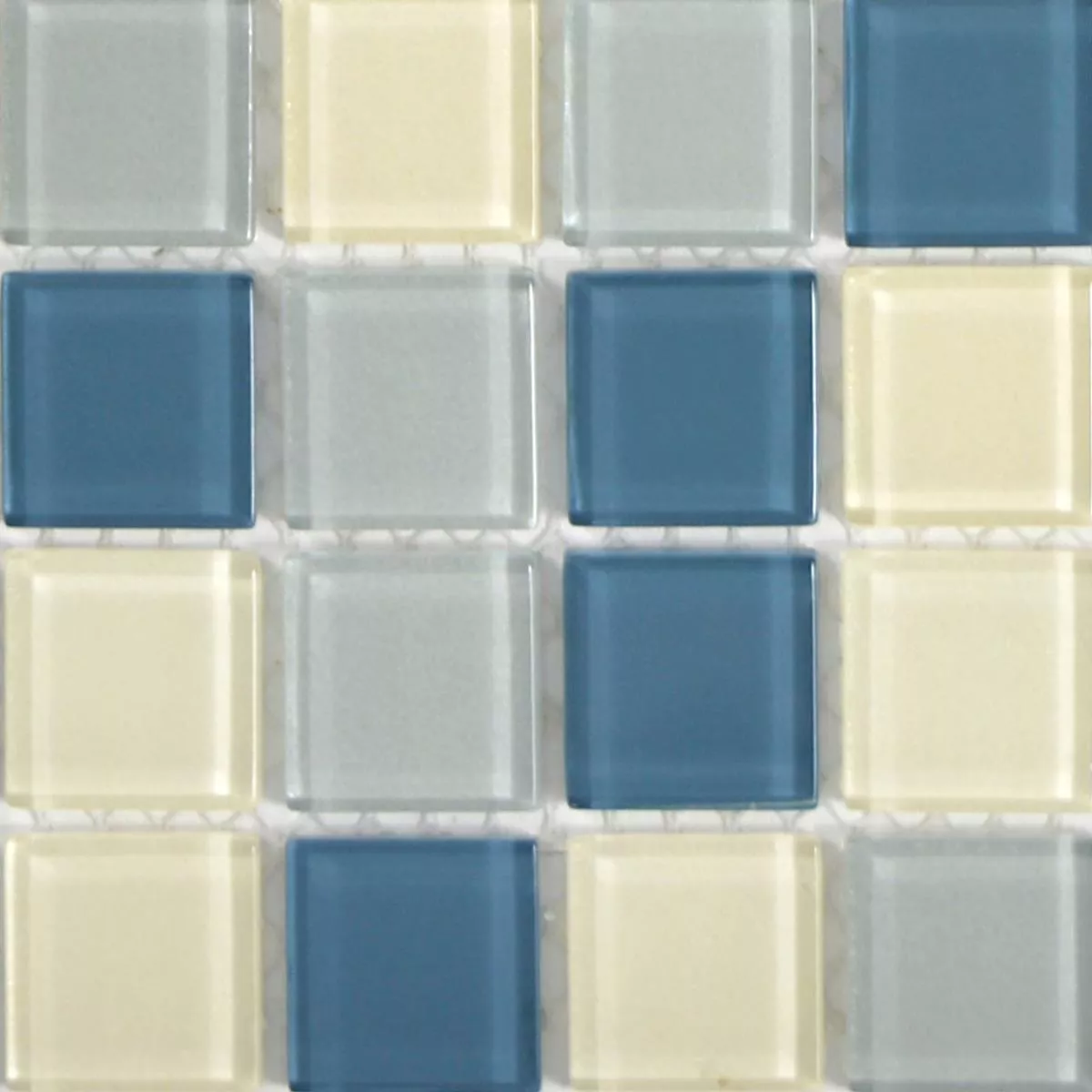 Vzorek Skleněná Mozaika Dlaždice Bommel Stříbrná Bílá Modrá
