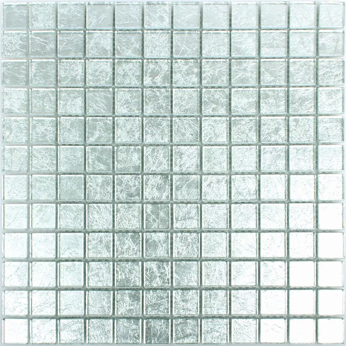 Vzorek Mozaiková Dlaždice Sklo Lucca Stříbrná 