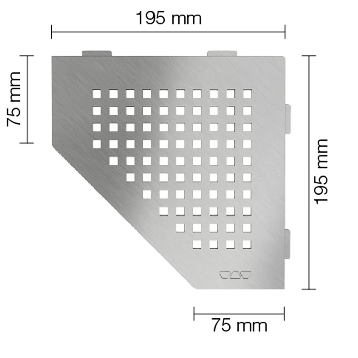 Nástěnná police sprchová police Schlüter 5eck 19,5x19,5cm čtvercová stříbrná