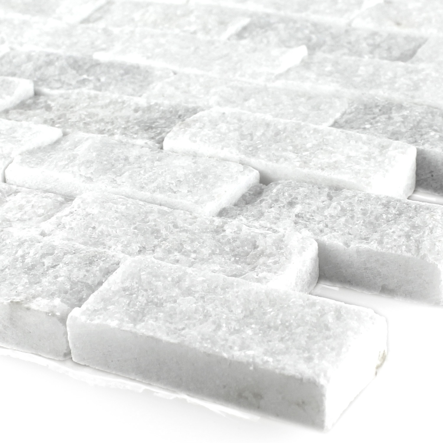 Mozaiková Dlaždice Přírodní Kámen Mramor Treviso Brick Bílá 3D