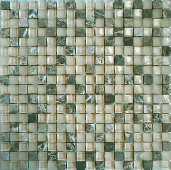 Mozaikové Dlaždice Skleněný Mramor 15x15x8mm Béžová Směs