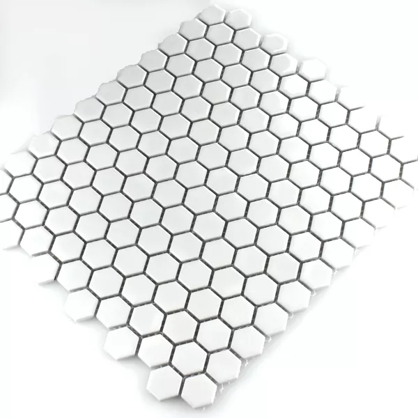 Vzorek Mozaiková Dlaždice Keramika Šestiúhelník Bílá Lesklá H23
