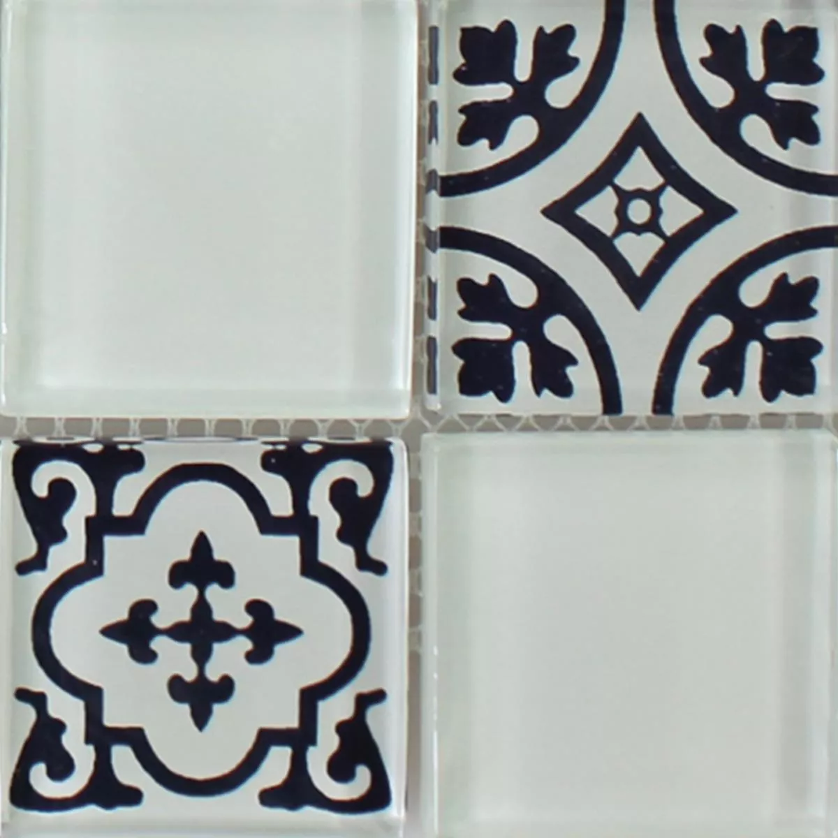 Vzorek Mozaiková Dlaždice Sklo Barock Ornament Bílá