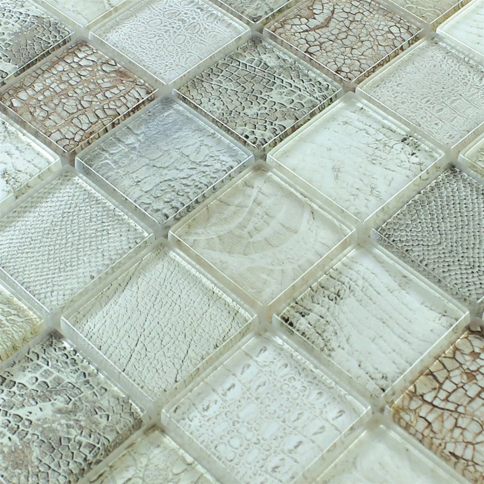 Skleněná Mozaika Dlaždice Python Béžová