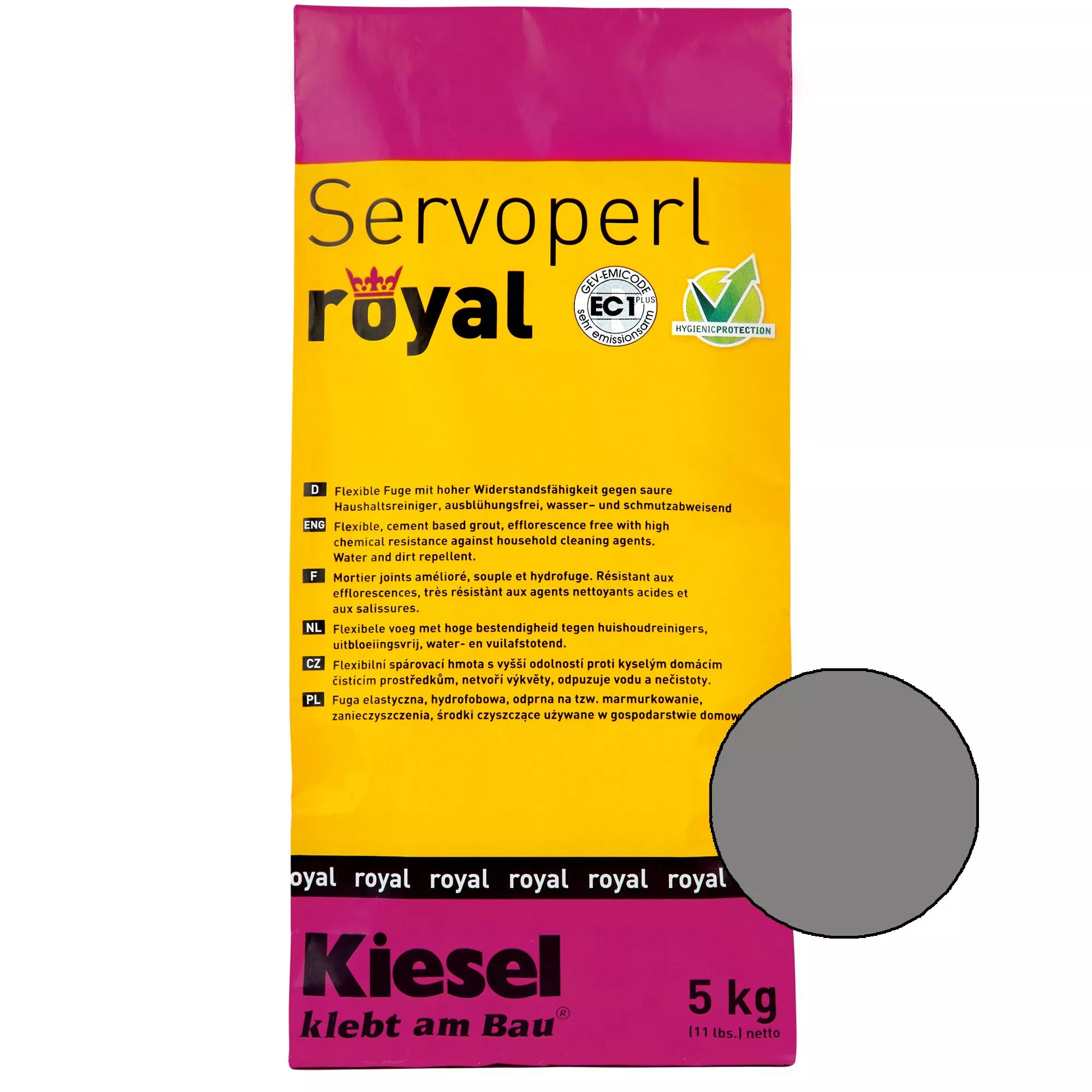 Kiesel Servoperl Royal - Pružný Spoj Odpuzující Vodu A Nečistoty (5 Kg Středně šedá)