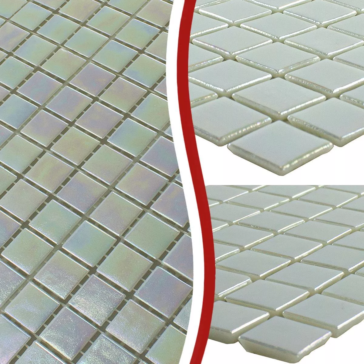 Vzorek Skleněná Mozaika Perleťový Efekt Ingolstadt Bílá