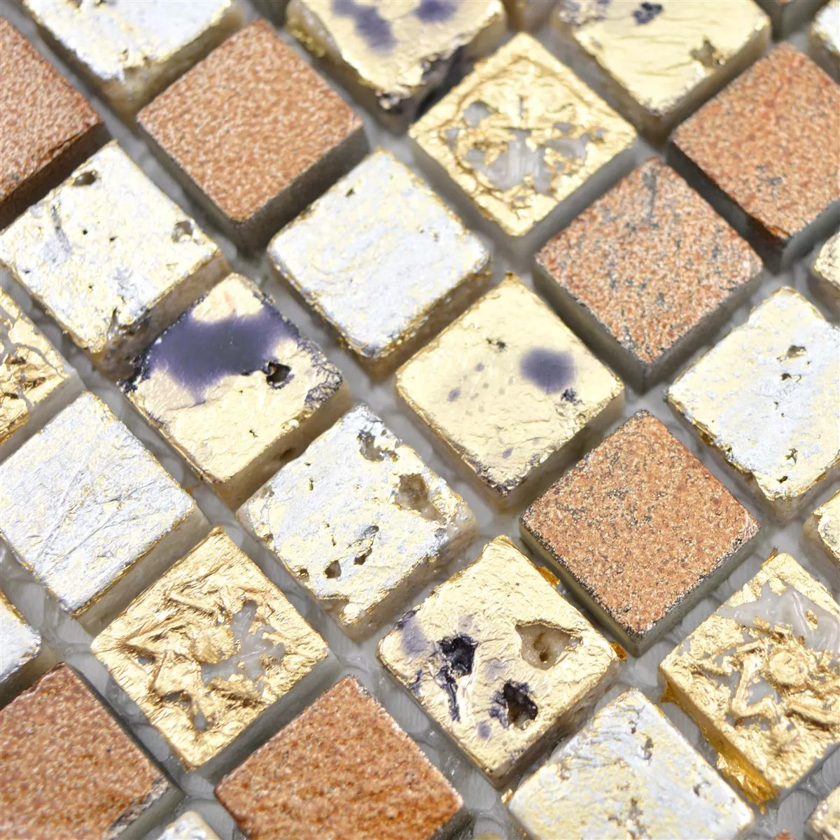 Vzorek Přírodní Kámen Pryskyřice Mozaiková Dlaždice Lucky Zlatá Bronzová