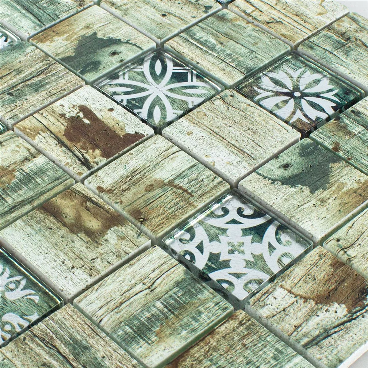 Skleněná Mozaika Dlaždice Dřevěný Vzhled Township Béžová Hnědá Q48