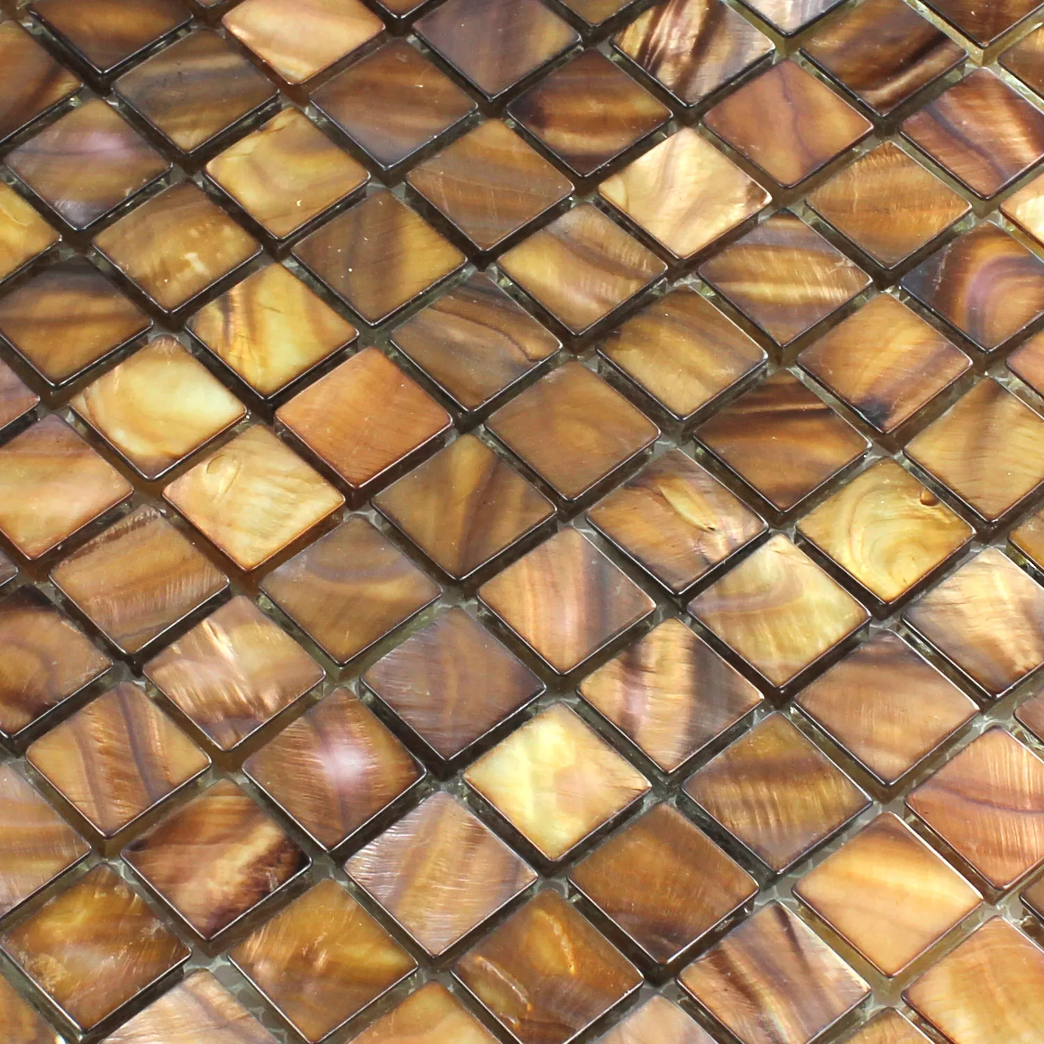 Vzorek Mozaiková Dlaždice Sklo Perleťový Efekt Hnědá Zlatá 