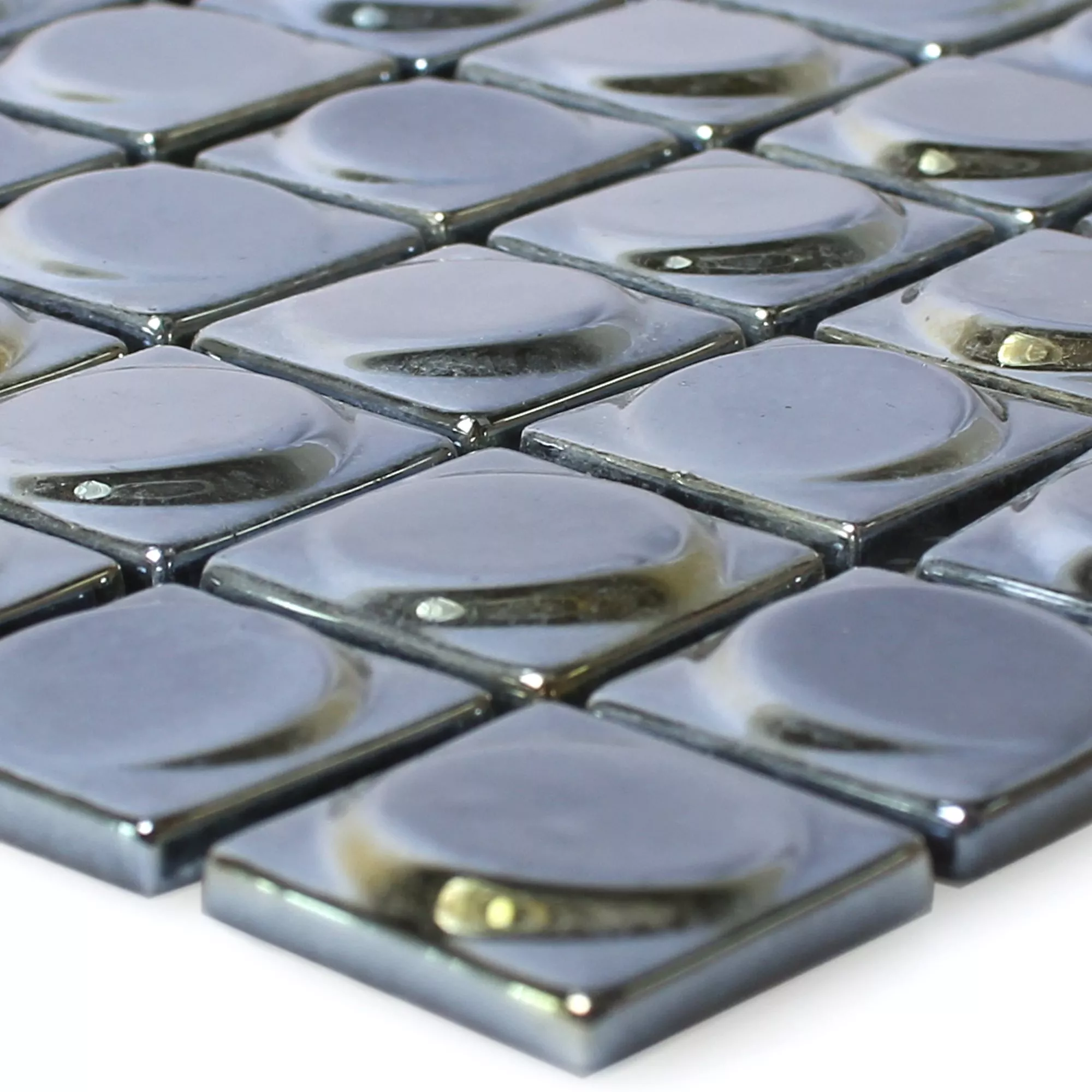 Skleněná Mozaika Dlaždice Accra Černá 3D Zaoblený