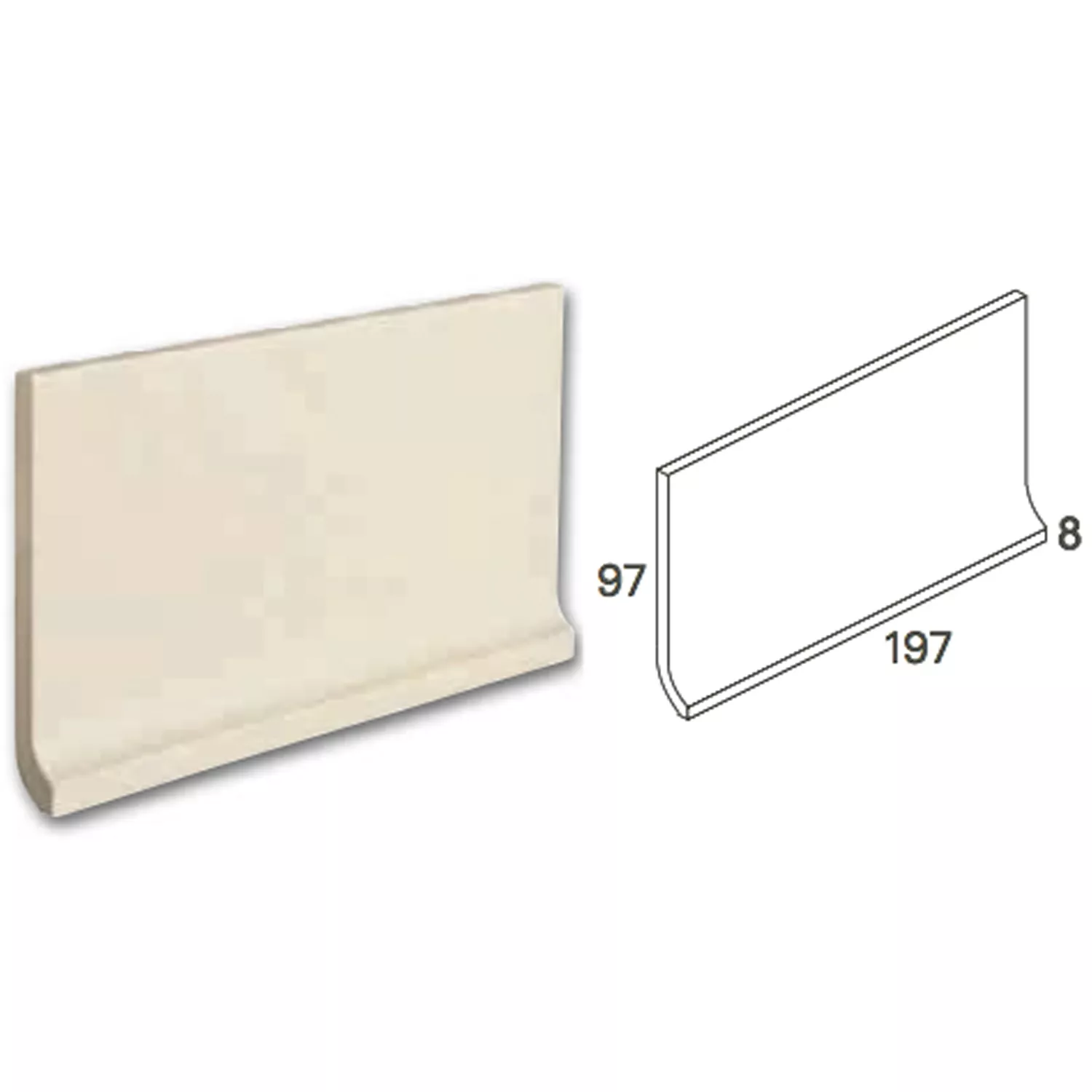 Zaoblený Sokl Jemnozrnný Dlaždice Šedá 20x10cm Zaoblený Sokl Jemnozrnný Dlaždice Šedá 20x10cm