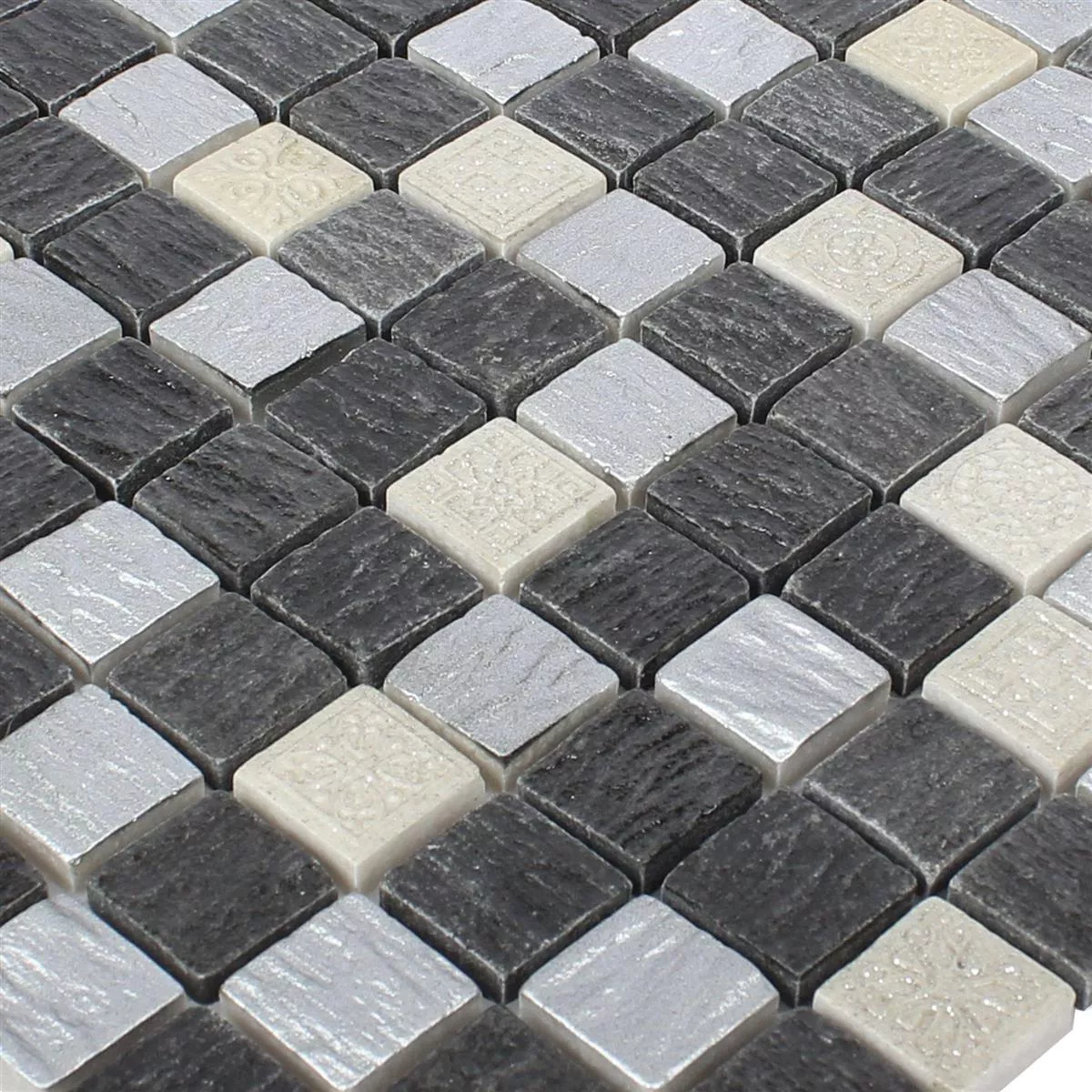 Skleněná Mozaika Dlaždice Z Přírodního Kamene Colicos Šedá Černá Stříbrná