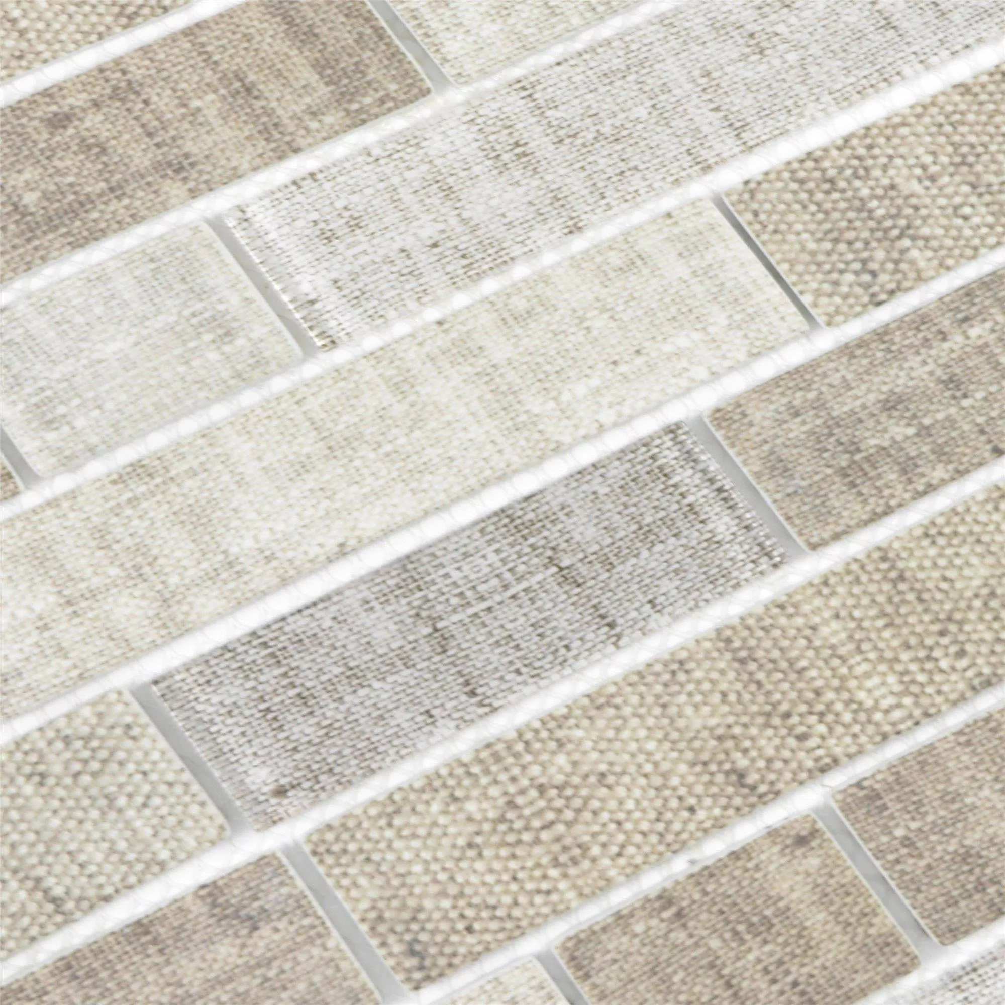 Skleněná Mozaika Dlaždice Lyonel Textil Vzhled Brick Béžová