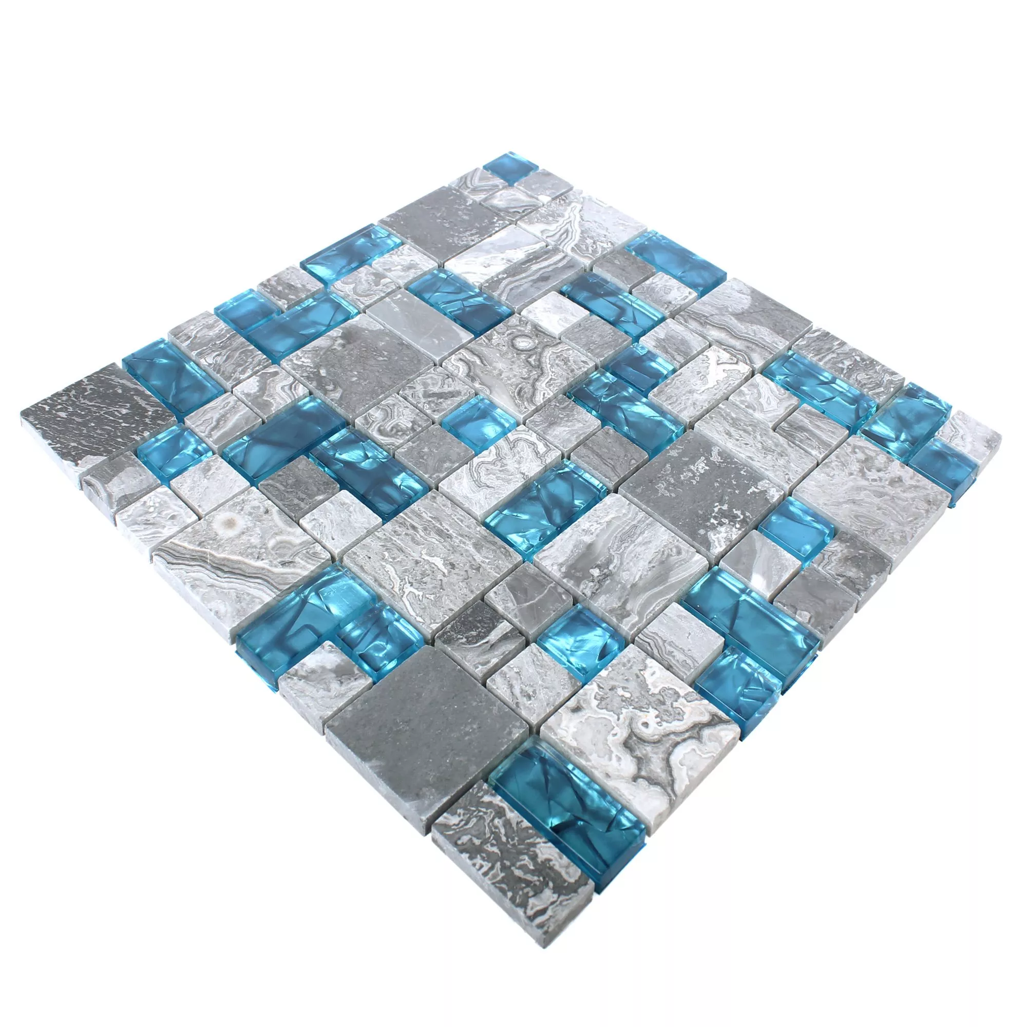 Vzorek Skleněná Mozaika Dlaždice Z Přírodního Kamene Sinop Šedá Modrá 2 Mix