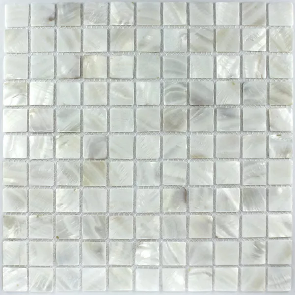 Vzorek Mozaiková Dlaždice Sklo Perleťový Efekt  Bílá