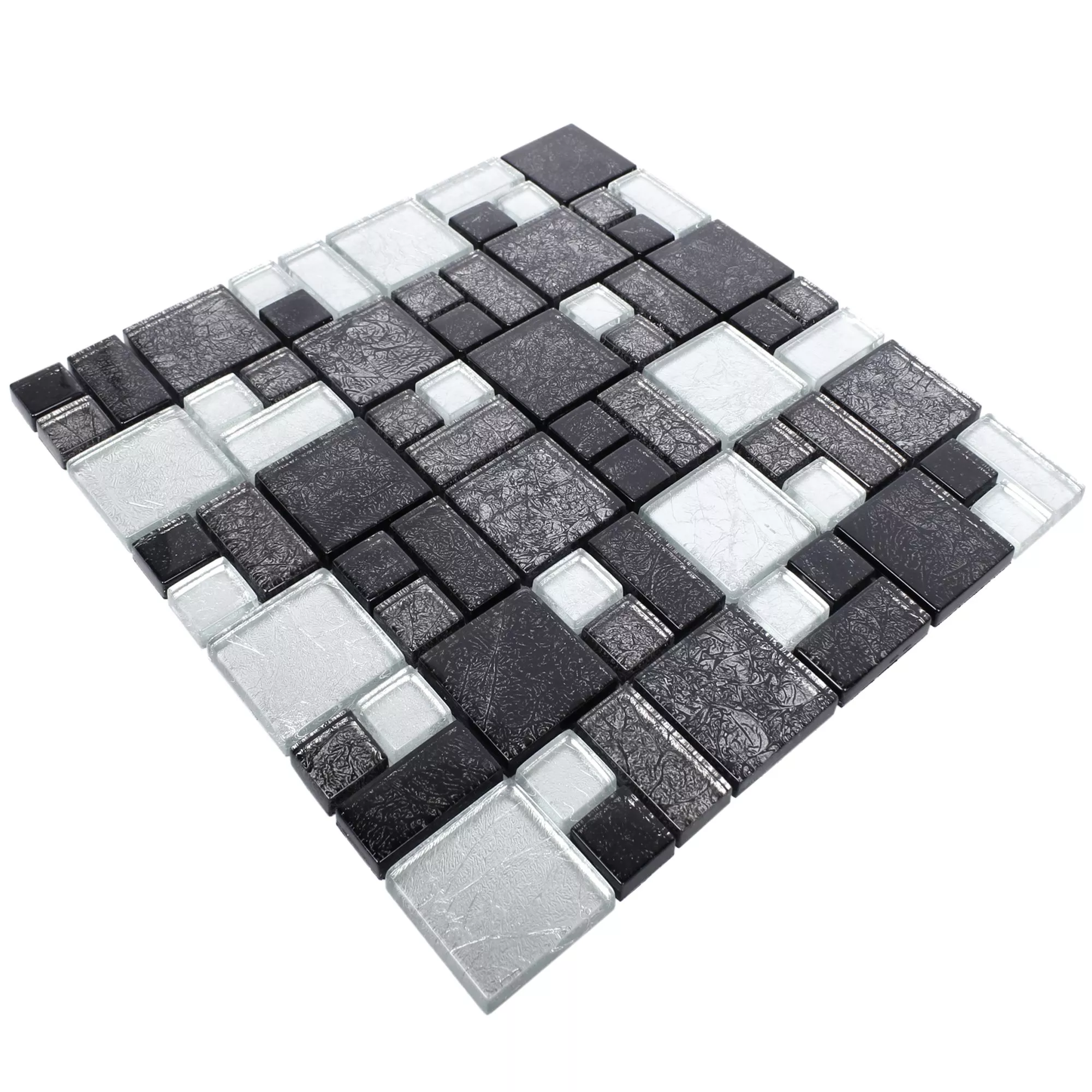 Skleněná Mozaika Dlaždice Curlew Černá Stříbrná 2 Mix