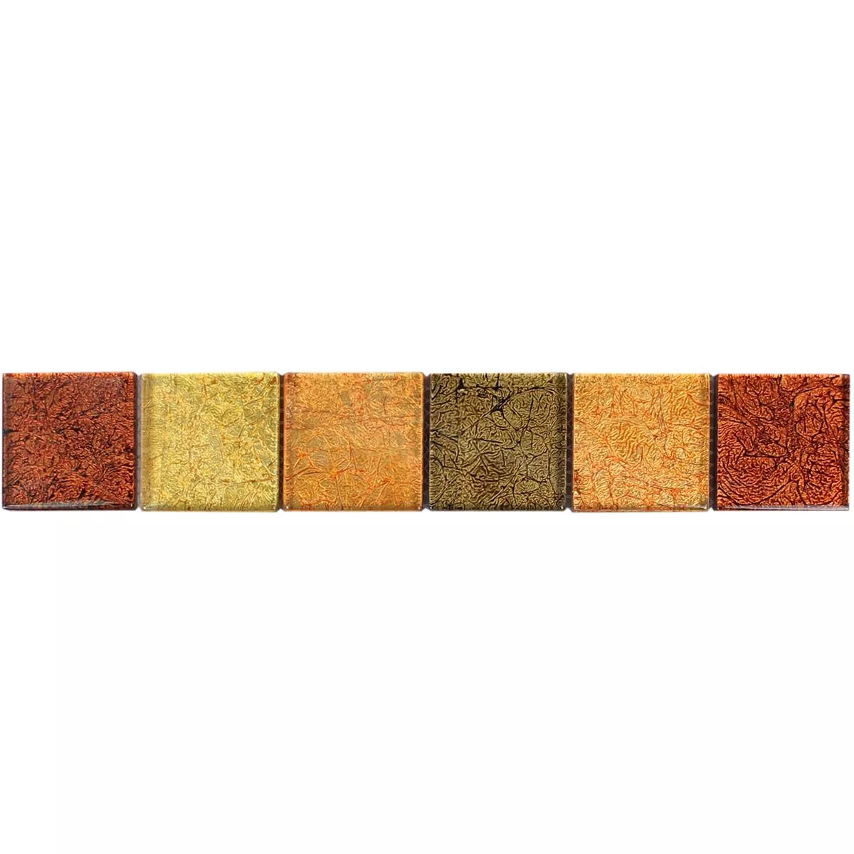 Skleněná Mozaika Dlaždice Bordury SantaFe Zlatá Oranžová Q48
