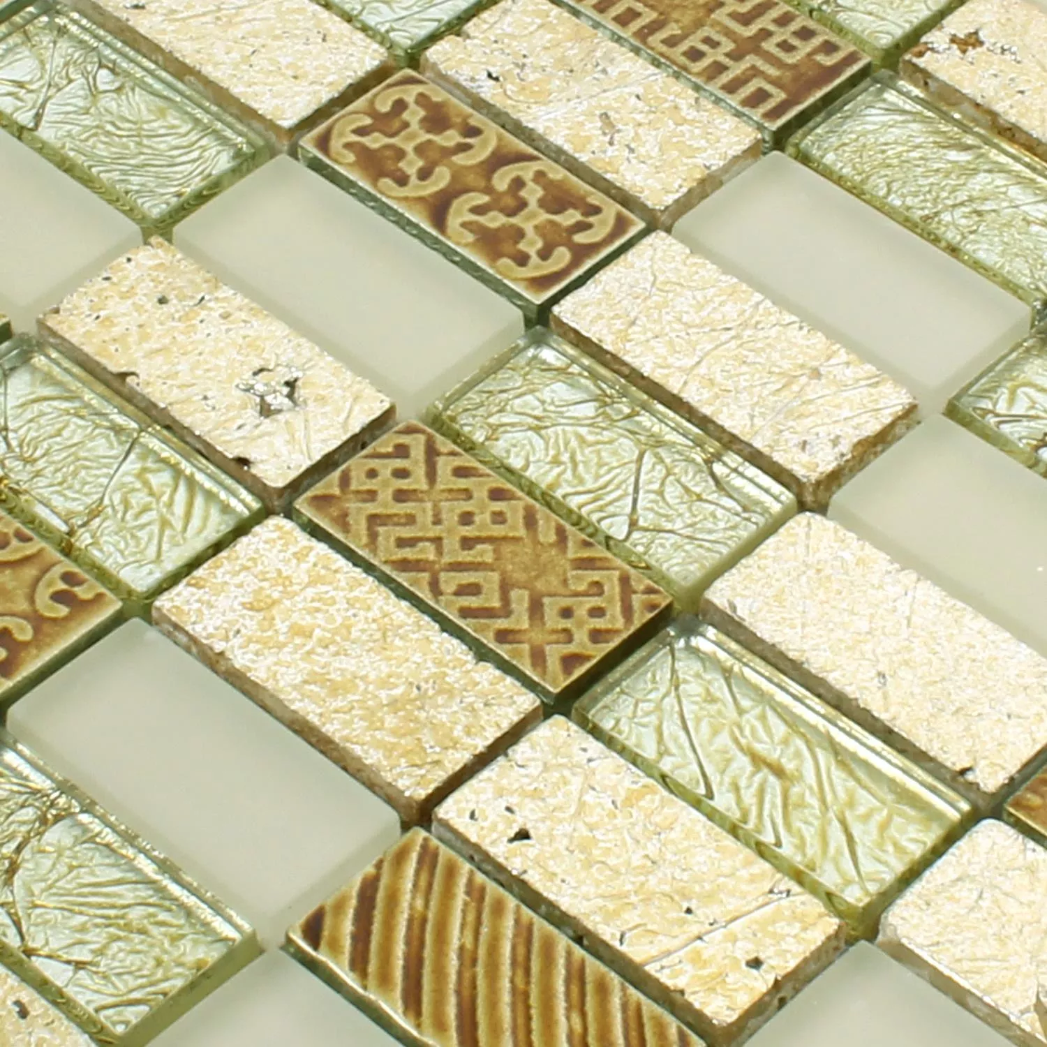 Vzorek Mozaiková Dlaždice Sklo Přírodní Kámen Piroshka Zlatá
