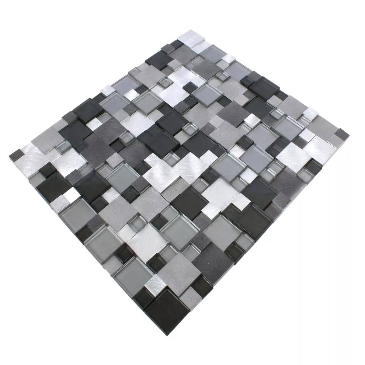 Mozaiková Dlaždice Sklo Hliník Condor 3D Černá Mix