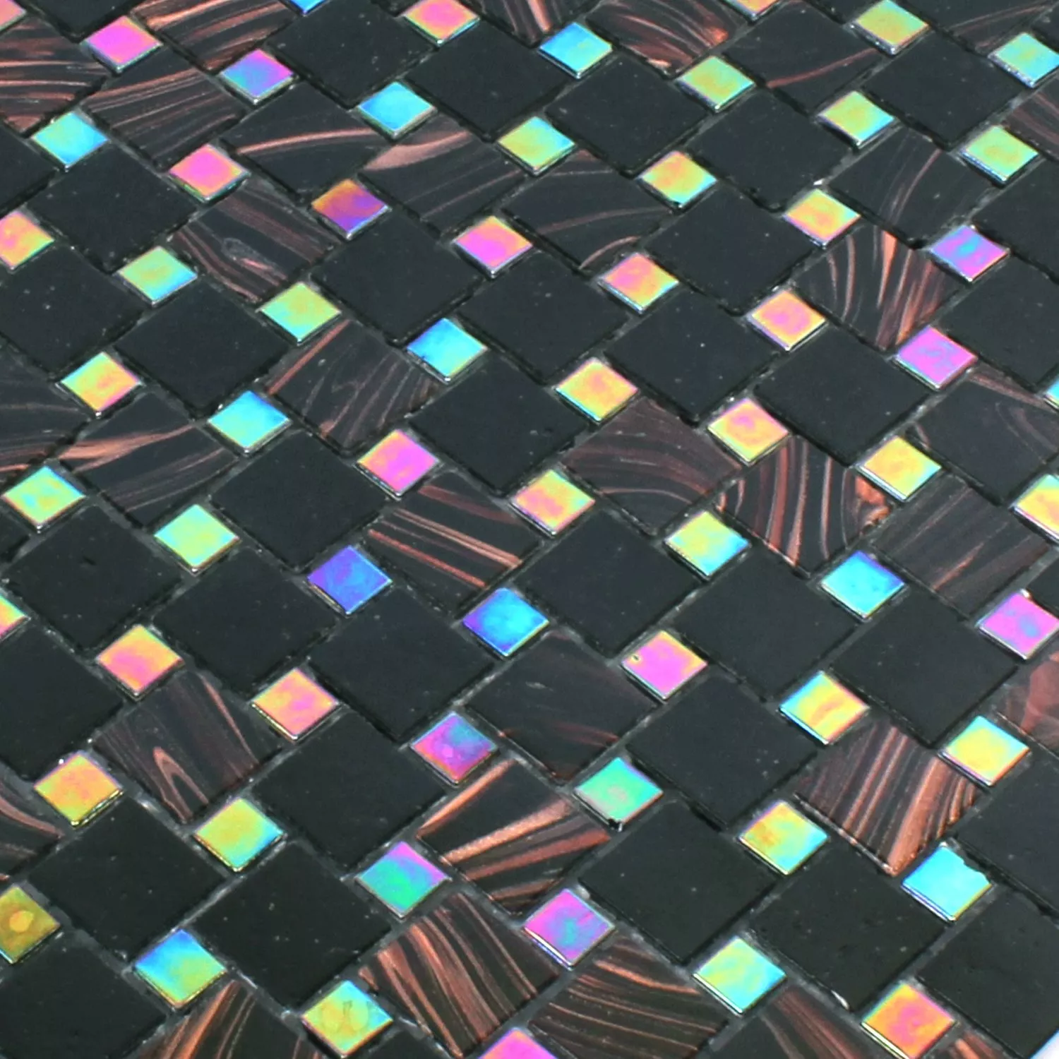 Vzorek Mozaiková Dlaždice Sklo Tahiti Hnědá Černá Metallic