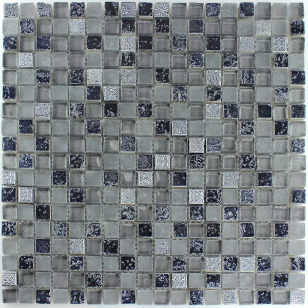 Mozaiková Dlaždice Escimo Sklo Přírodní Kámen Mix Grey Black