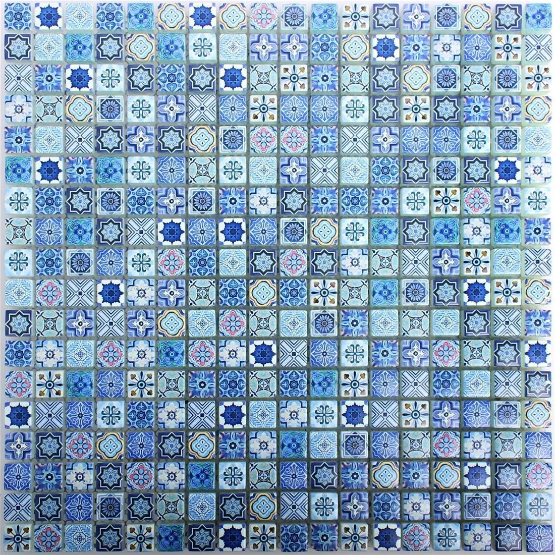 Vzorek Skleněná Mozaika Dlaždice Marrakech Modrá