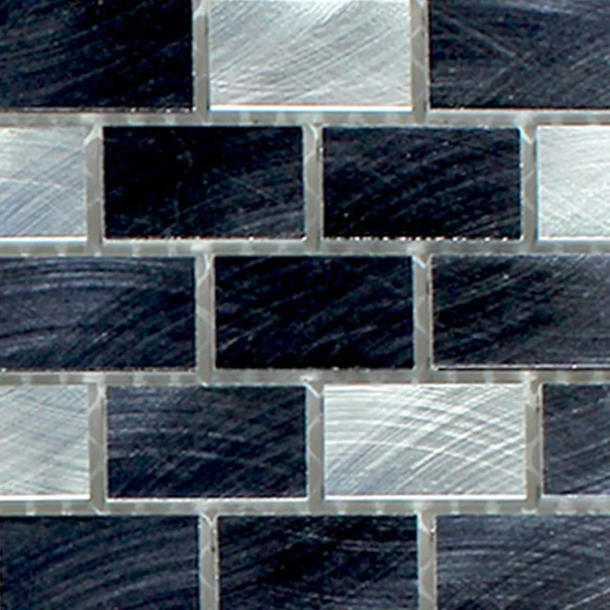 Vzorek Mozaiková Dlaždice Hliník Stříbrná Černá 