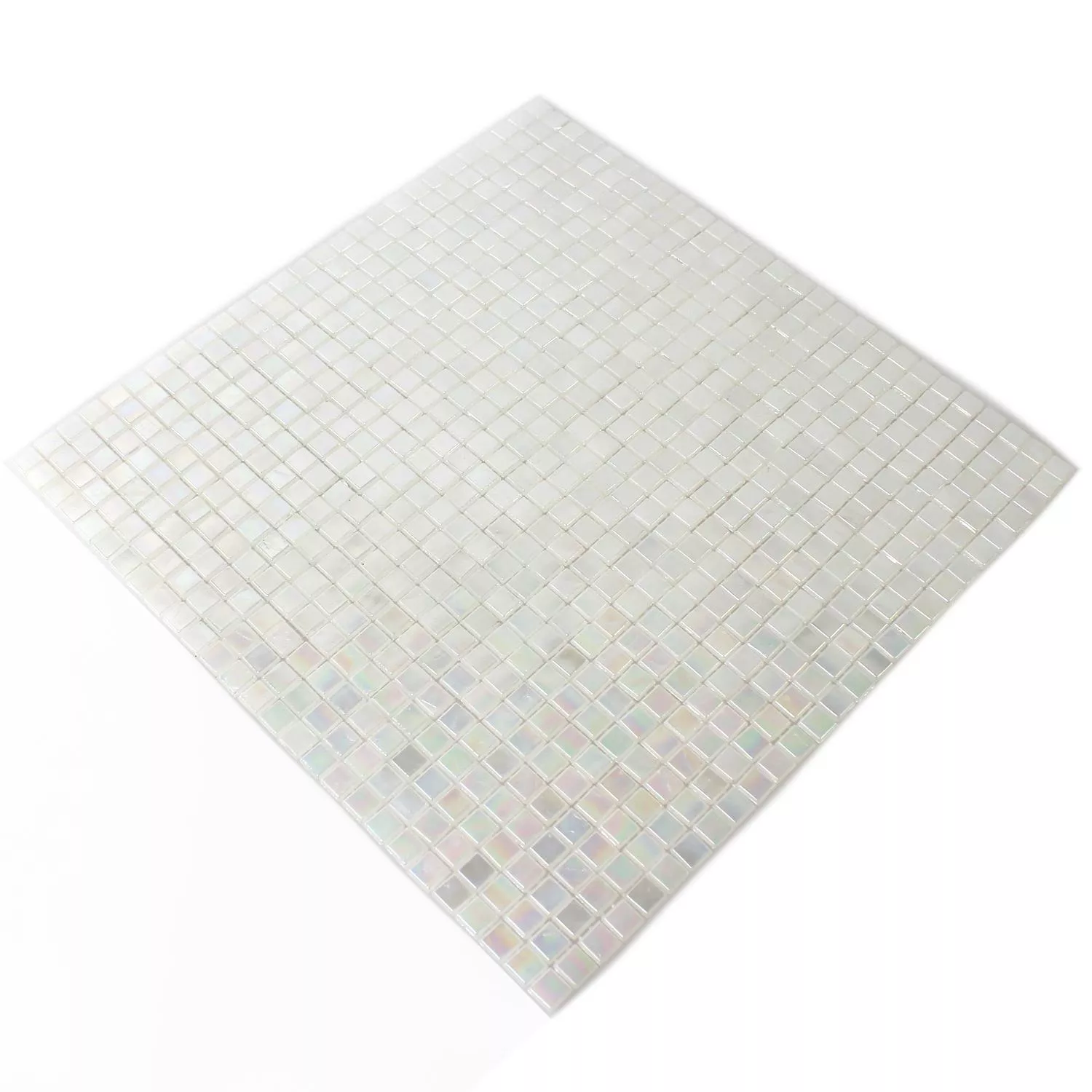 Vzorek Skleněná Mozaika Dlaždice Perleťový Efekt Bílá Béžová