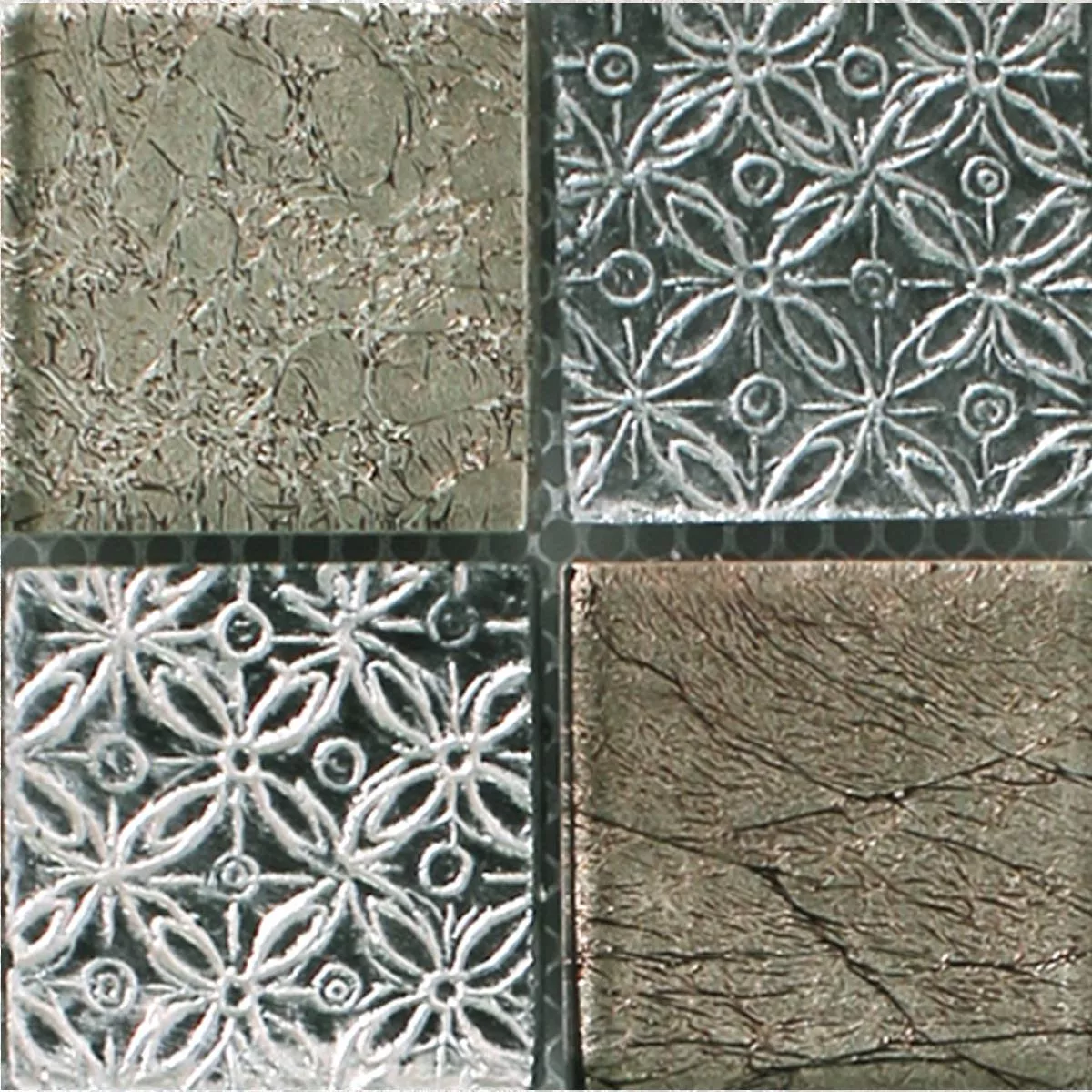 Vzorek Mozaiková Dlaždice Sklo Pryskyřice Přírodní Kámen Friesia Stříbrná