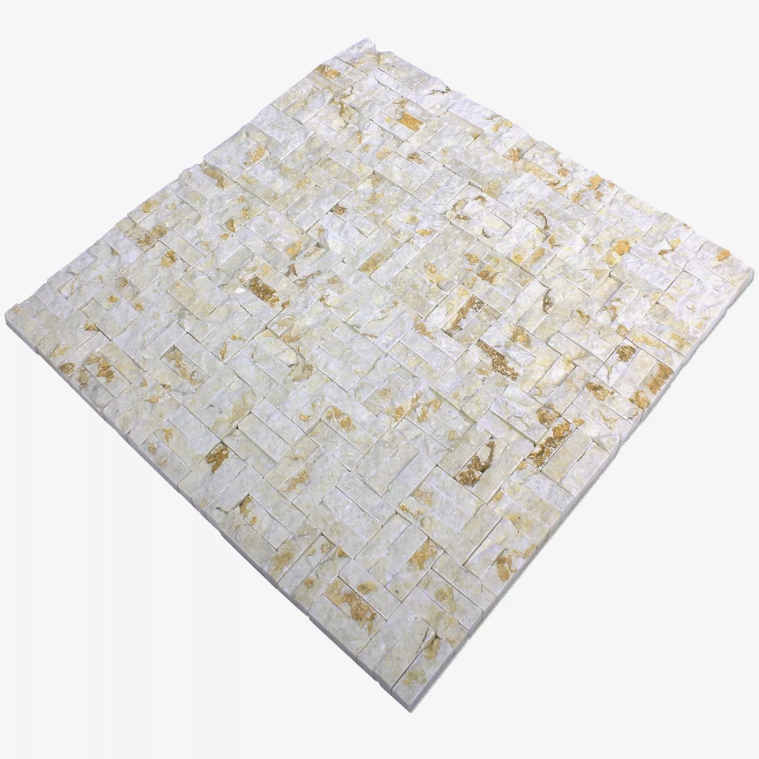 Vzorek Mozaiková Dlaždice Přírodní Kámen Parkett Splitface 3D Béžová