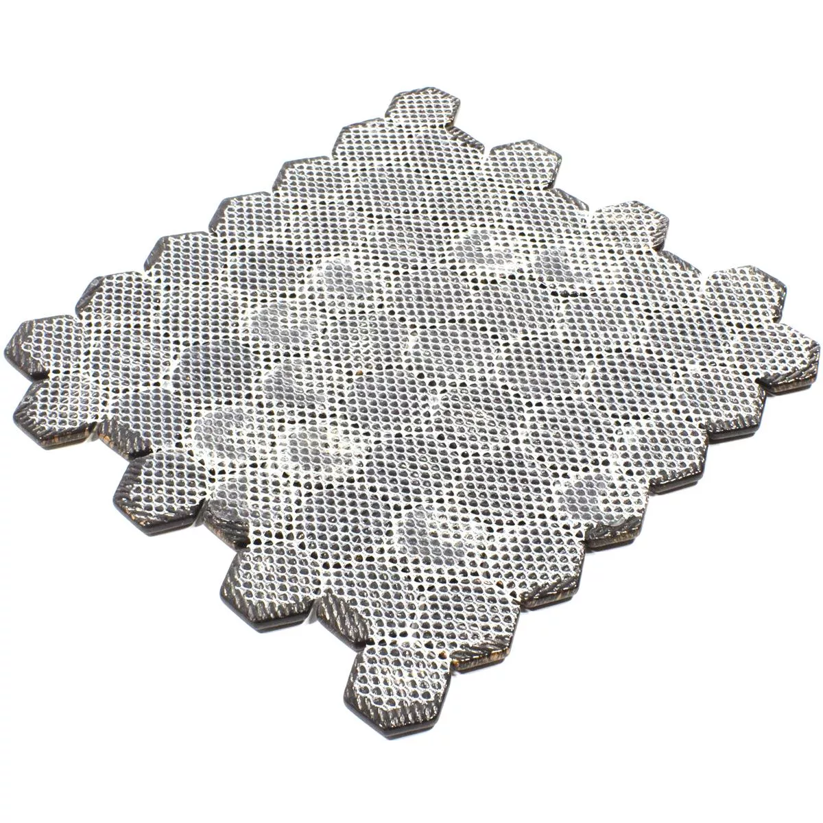 Skleněná Mozaika Dlaždice Leopard Šestiúhelník 3D Šedá