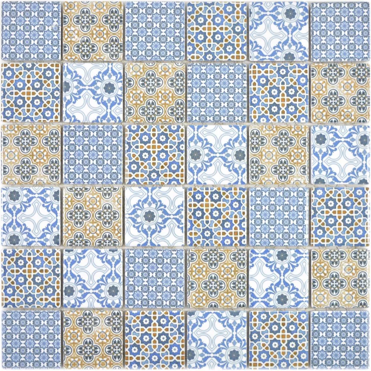Keramika Mozaiková Dlaždice Daymion Retro Vzhled Čtverec 47 Modrá Hnědá