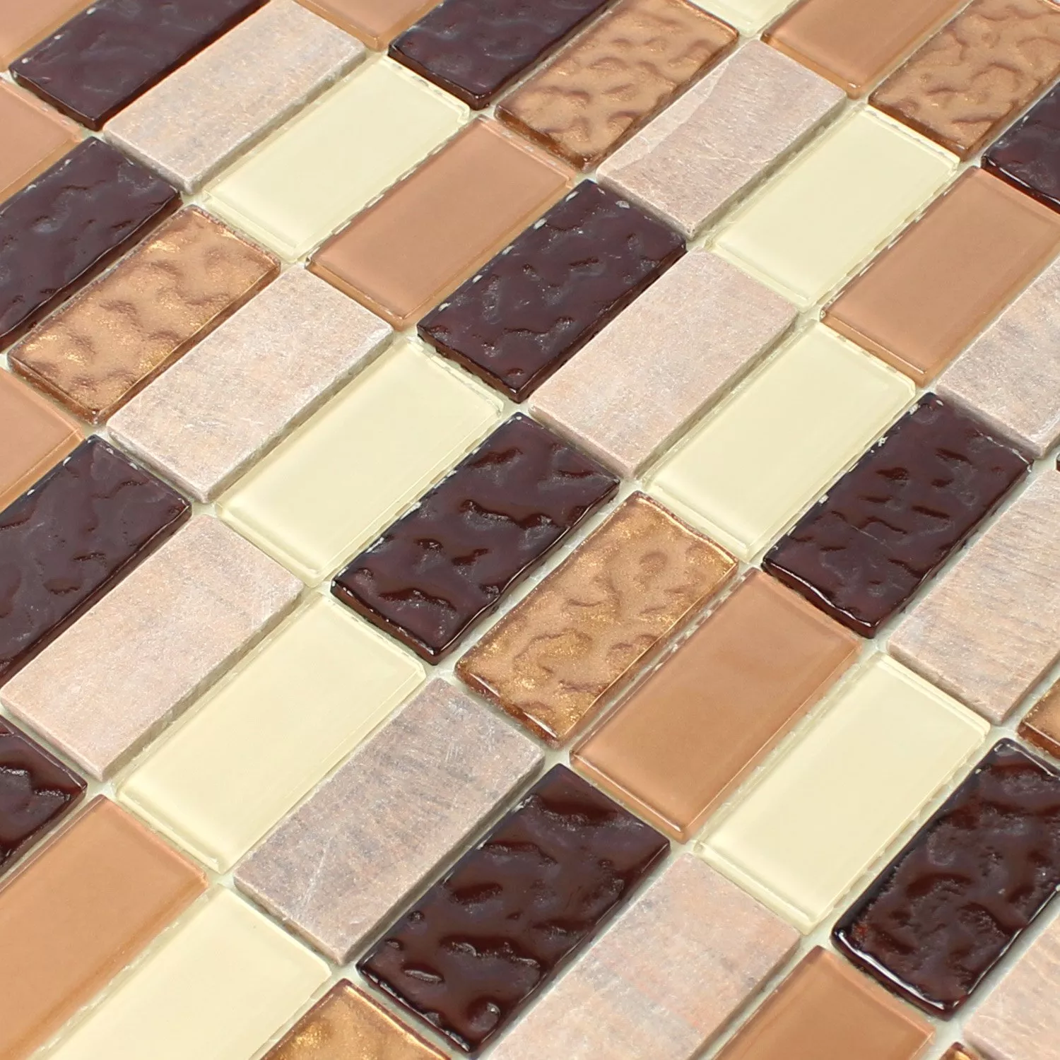 Samolepicí Mozaiková Dlaždice Přírodní Kámen Sklo Béžová Hnědá Brick