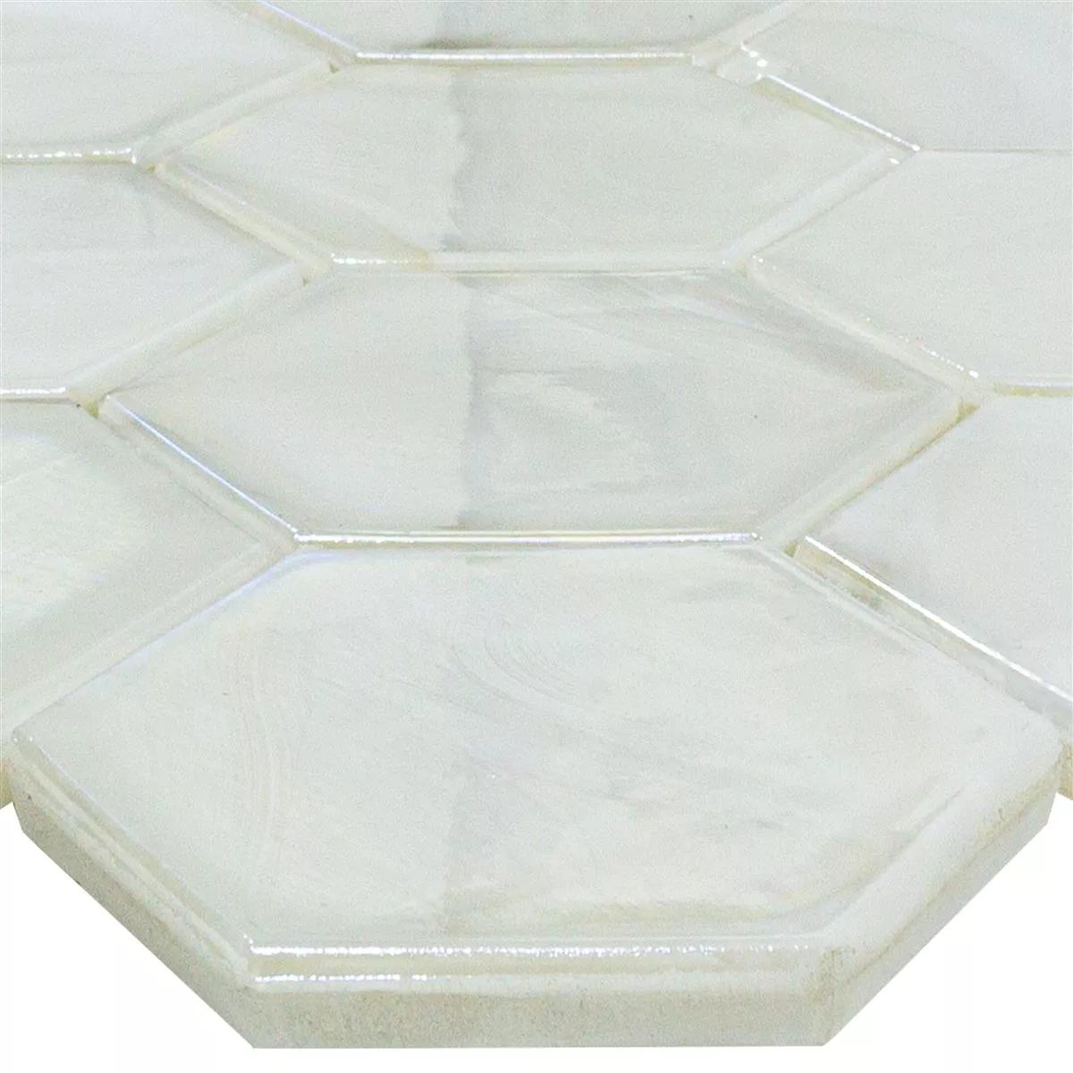 Skleněná Mozaika Dlaždice Andalucia Šestiúhelník Bílá