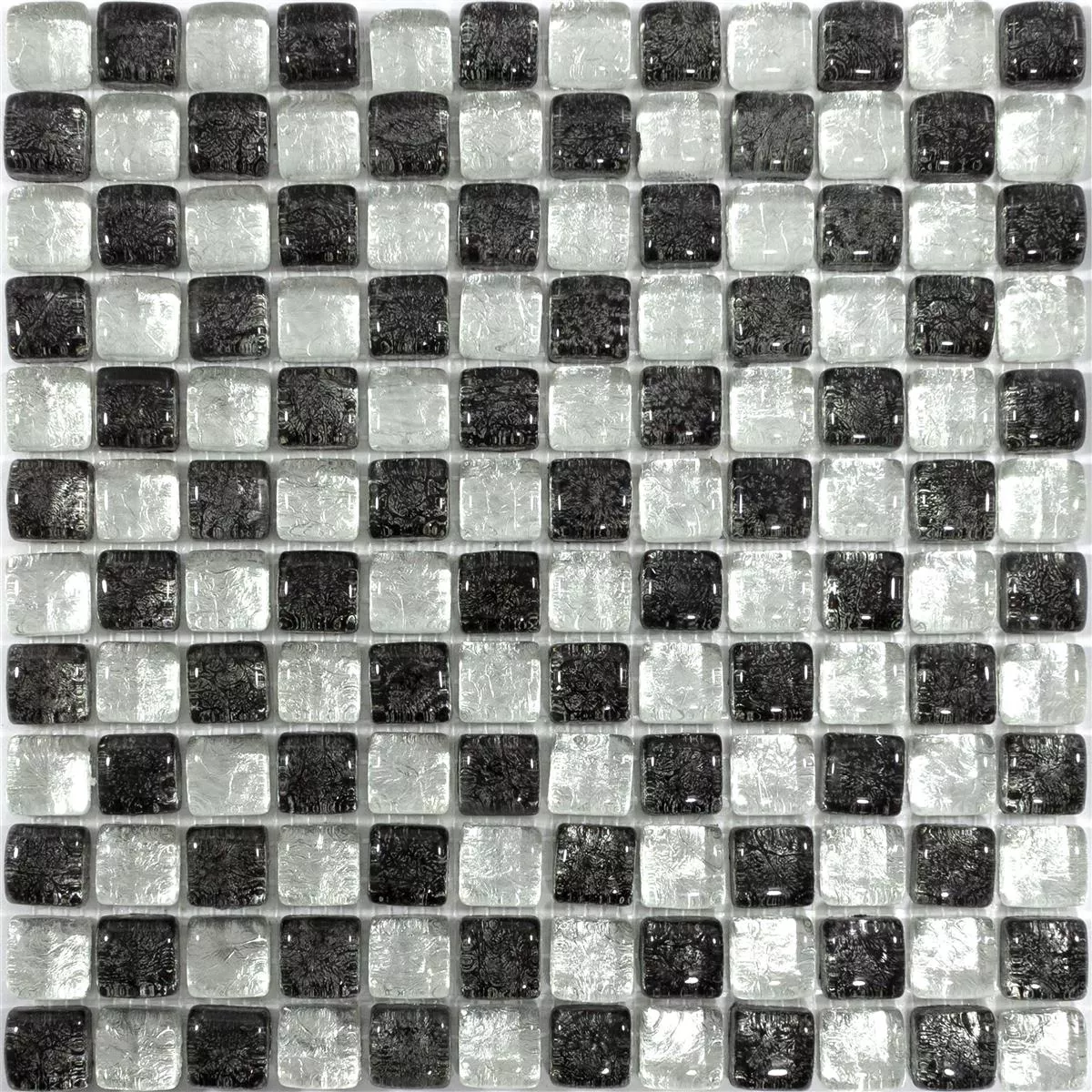 Skleněná Mozaika Dlaždice Avola Černá Bílá