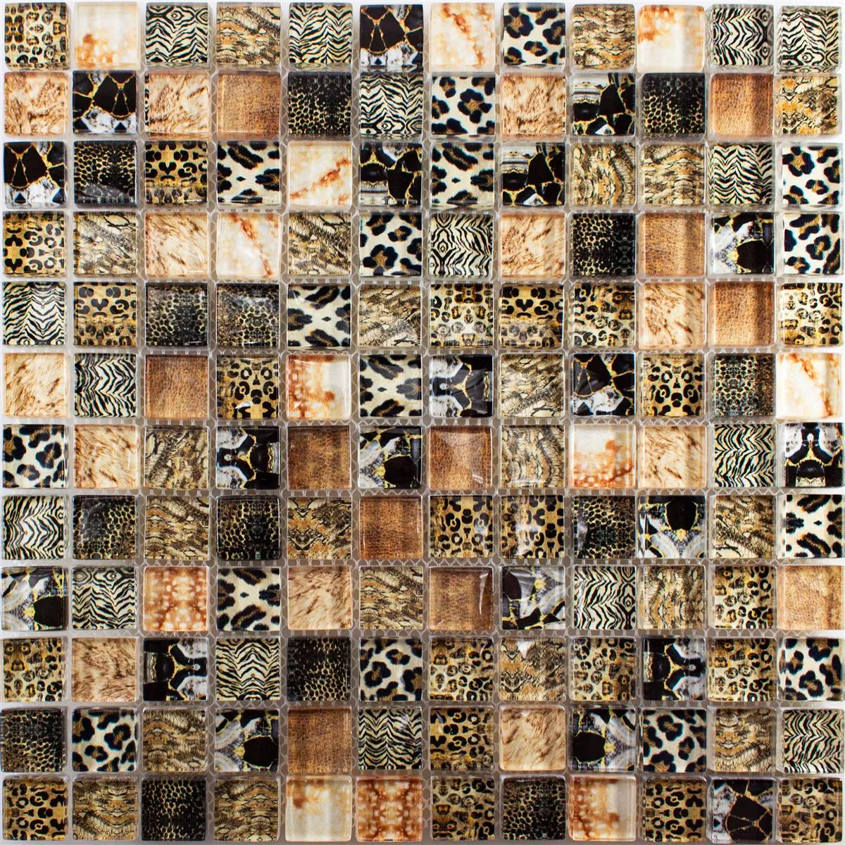 Vzorek Skleněná Mozaika Dlaždice Safari Hnědá 23