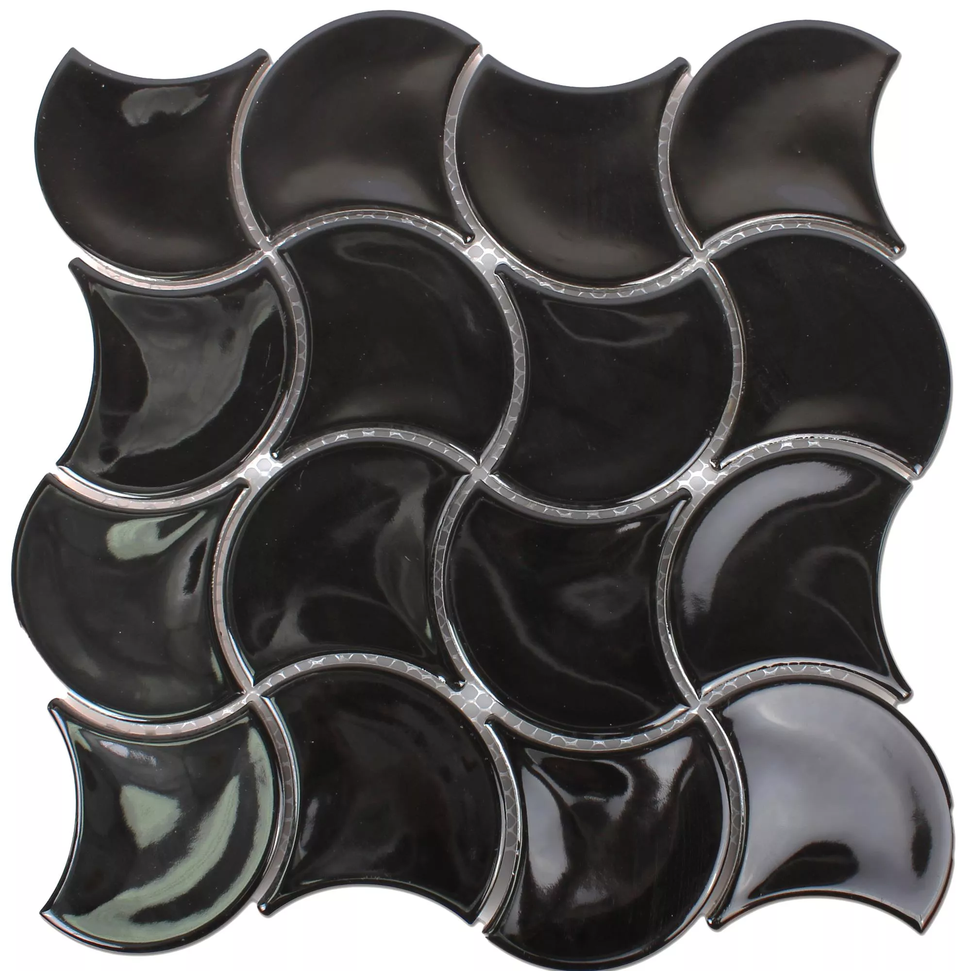 Vzorek Keramika Mozaiková Dlaždice Toledo Vlna Černá