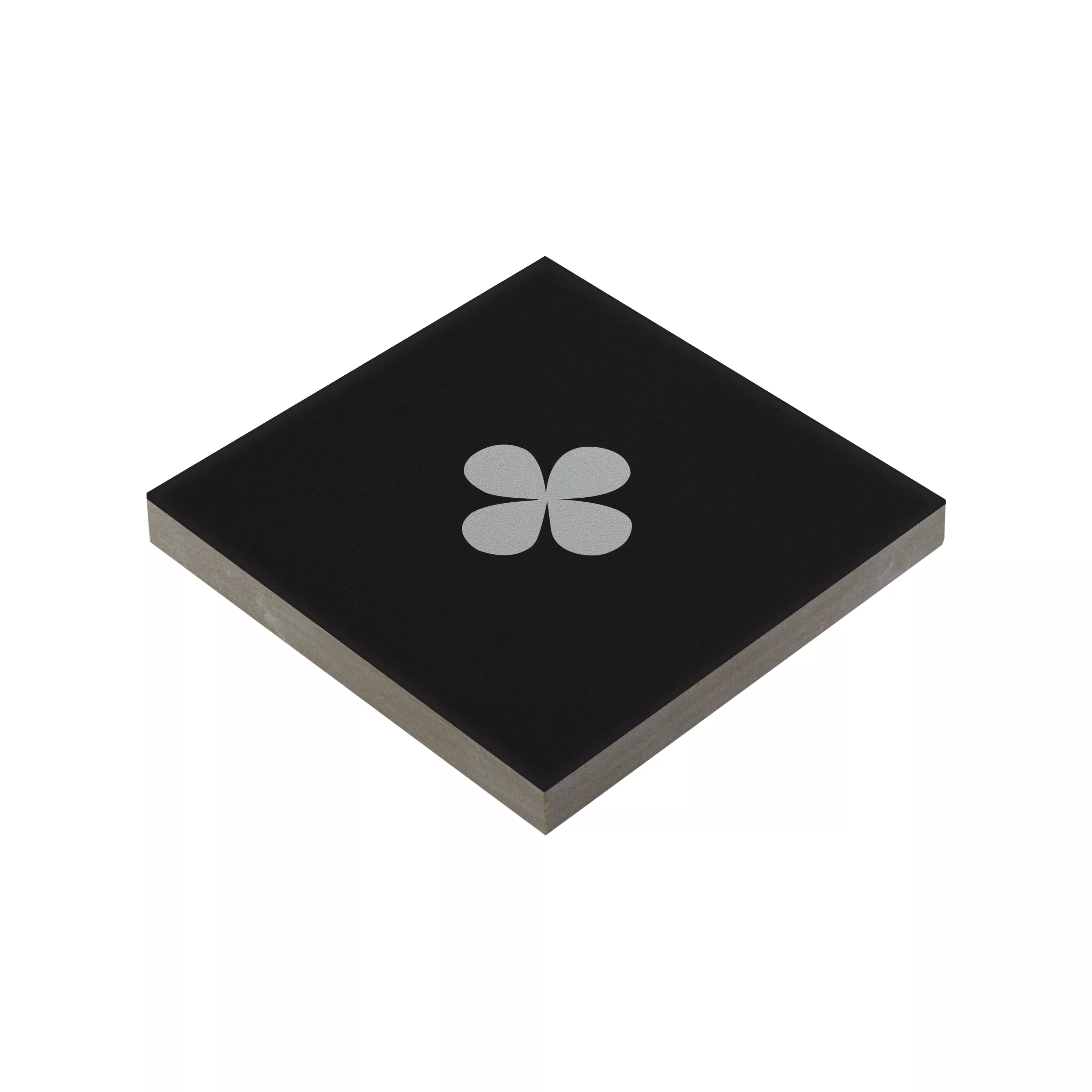 Kameniny S Porcelánovou Povrchovou Úpravou Dlaždice Genexia Černá Bílá Decor 1 Vkladatel  4,6x4,6cm