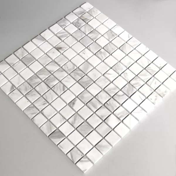 Mozaikové Dlaždice Mramor 23x23x8mm Bílé Leštěné