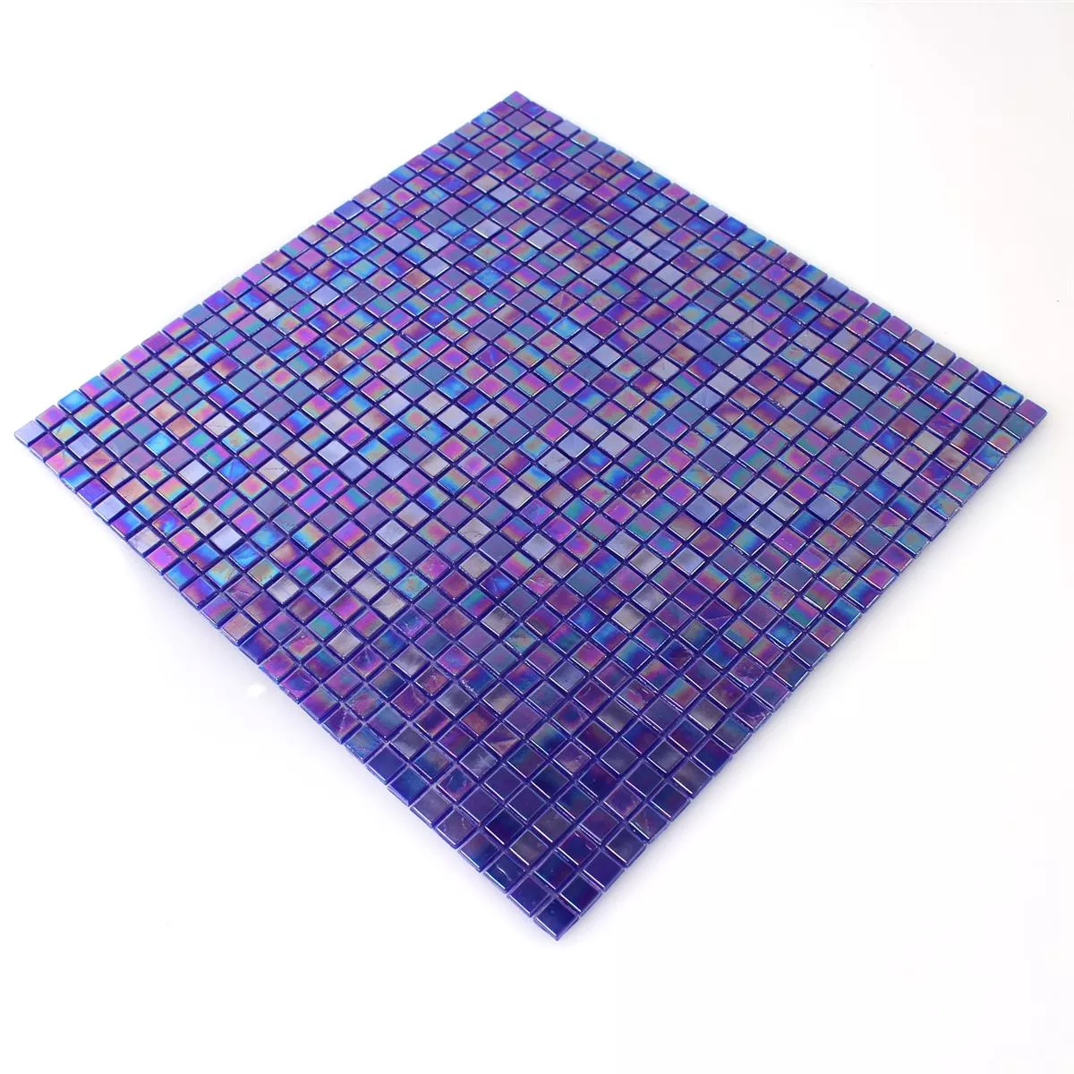 Vzorek Skleněná Mozaika Dlaždice Perleťový Efekt Modrá Uni