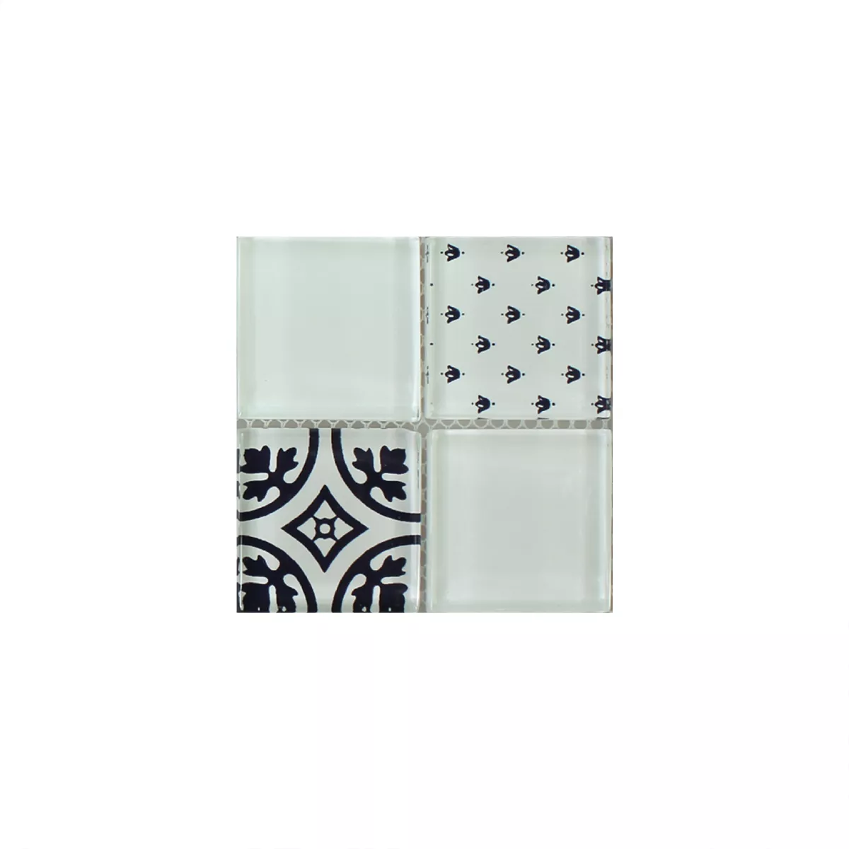 Vzorek Mozaiková Dlaždice Sklo Barock Ornament Bílá