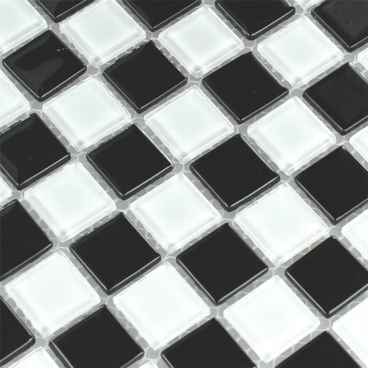 Mozaiková Dlaždice Sklo Šachovnice Černá Bílá