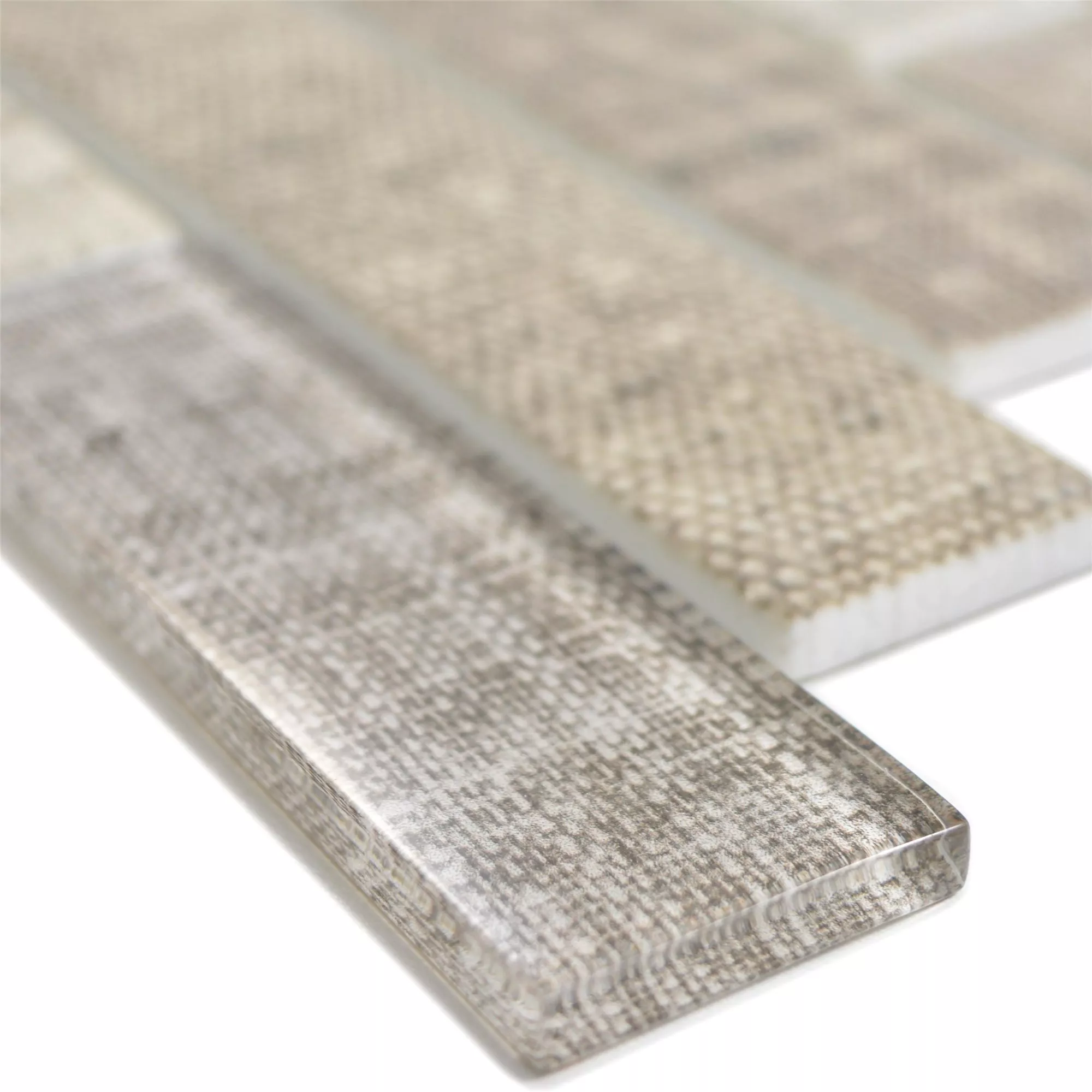 Vzorek Skleněná Mozaika Dlaždice Lyonel Textil Vzhled Brick Béžová