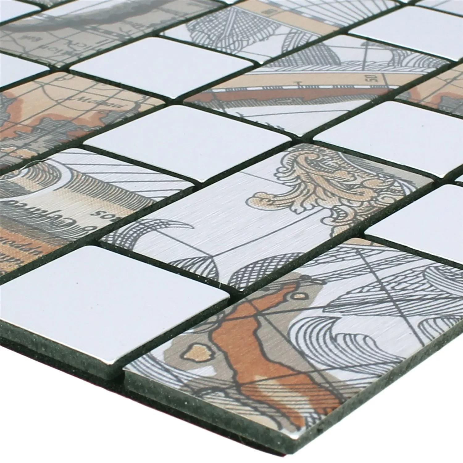 Mozaiková Dlaždice Kov Samolepicí Pinta Mapa Světa Stříbrná Obdélník