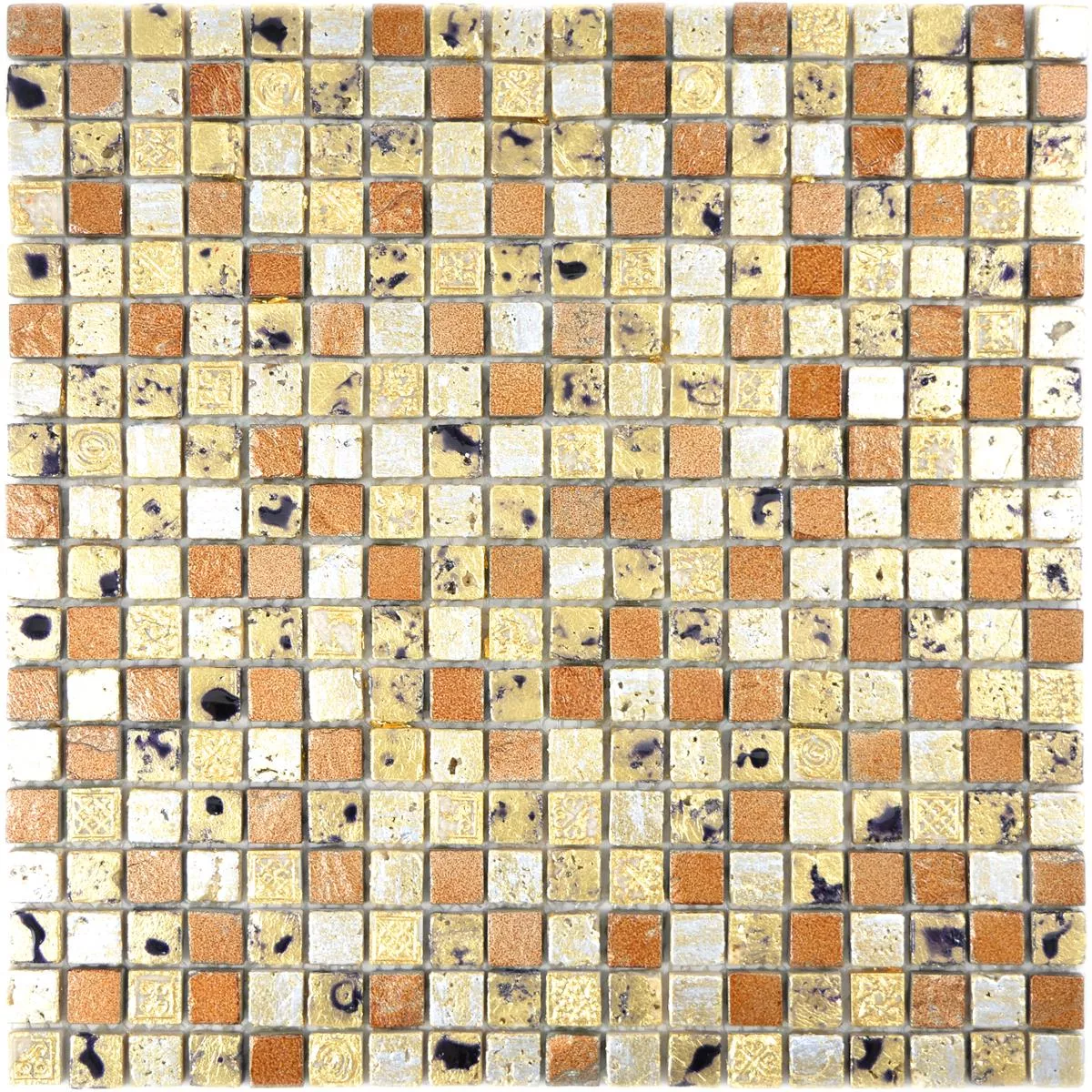 Vzorek Přírodní Kámen Pryskyřice Mozaiková Dlaždice Lucky Zlatá Bronzová