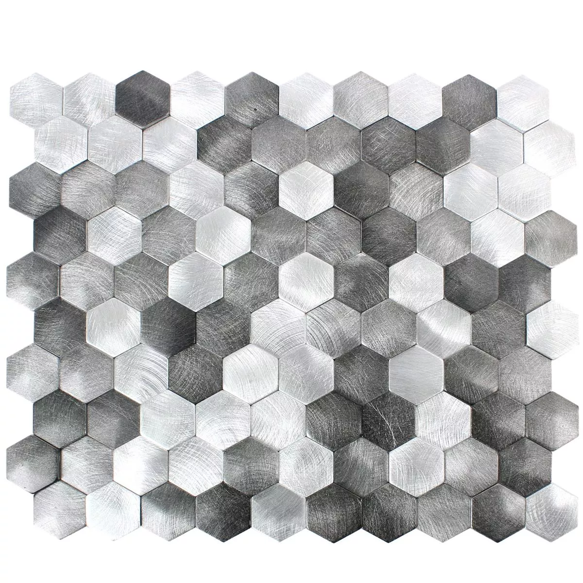 Vzorek Mozaiková Dlaždice Sindos Šestiúhelník 3D Černá Stříbrná